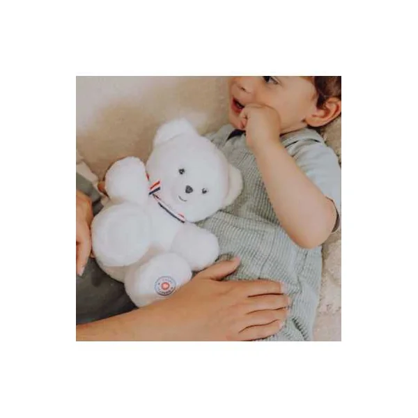Peluche petit ours blanc L'ours français 25 cm