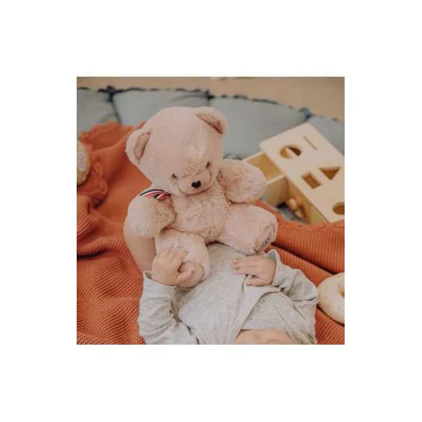 Peluche petit ours rose poudré L'ours français 25 cm
