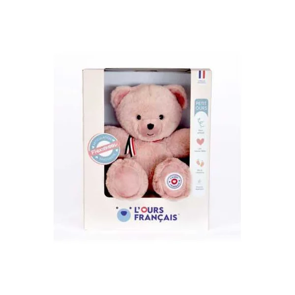 Peluche petit ours rose poudré L'ours français 25 cm
