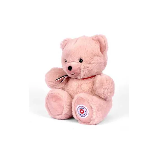 Peluche petit ours rose poudré L'ours français 25 cm