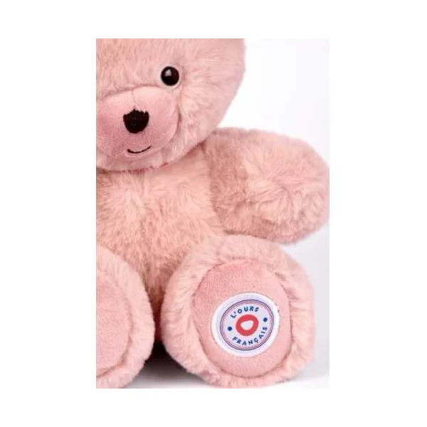 Peluche petit ours rose poudré L'ours français 25 cm