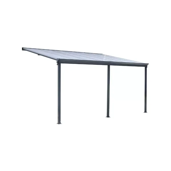 Pergola Adossée 4,35x3m Aluminium Anthracite Toit de Terrasse en Polycarbonate