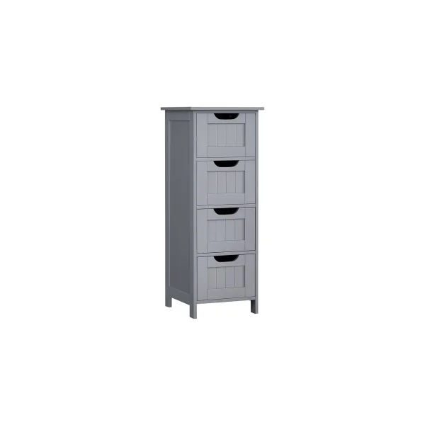 Petite Colonne Salle de Bain Meuble Rangement Salle de Bain 4 tiroirs Gris