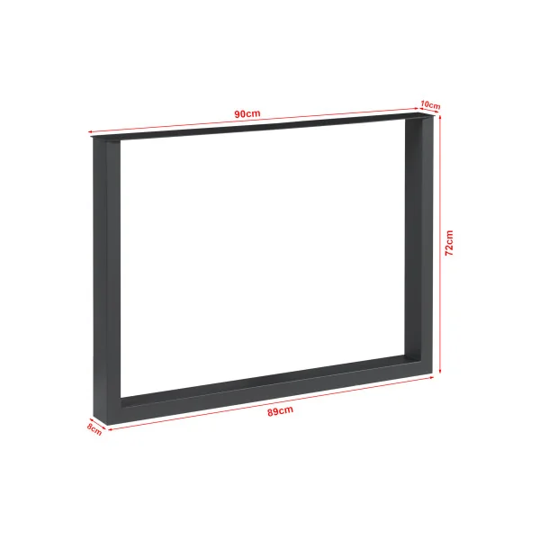 Pieds de Table Acier 90 x 72 cm Noir