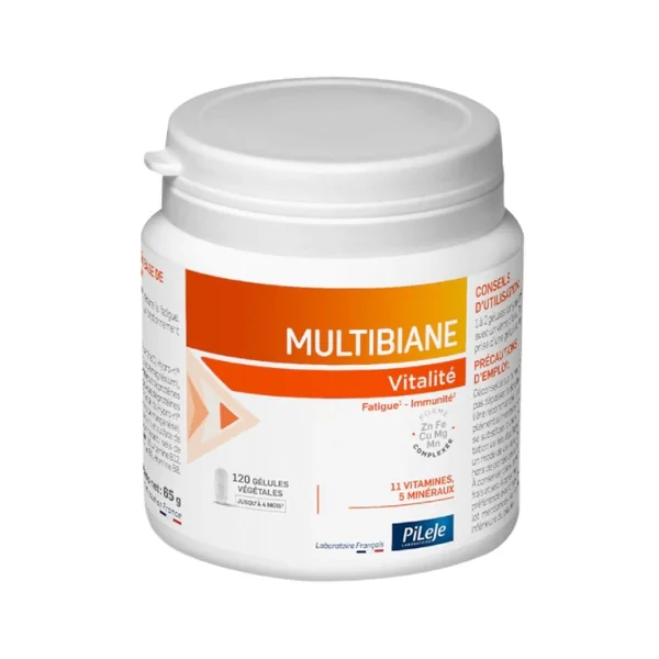 PiLeJe Multibiane Vitalité - Complément Fatigue Immunité 120 gélules