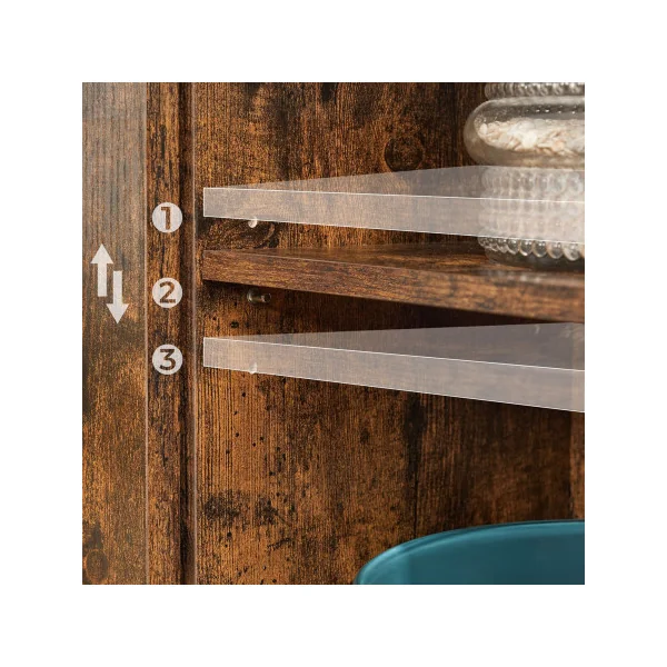 Placard Façon Grange Meuble de Cuisine Marron Rustique Noir Meuble de Rangement Petit Buffet