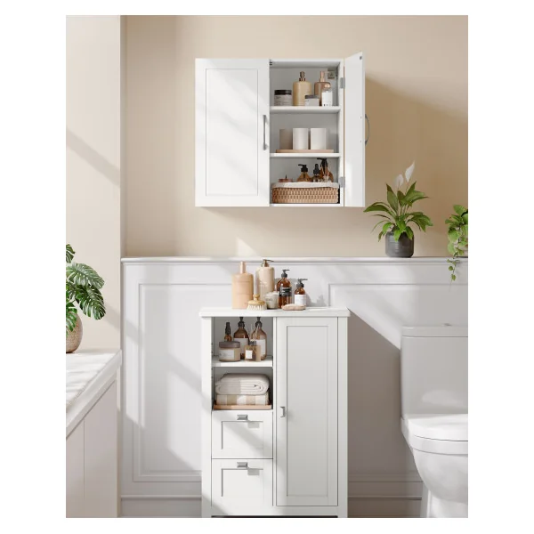 Placard Mural Armoire Rangement Murale pour Salle de Bain 60 x 30 x 60 cm Blanc