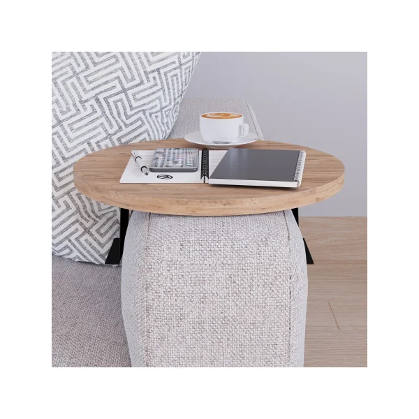 Plateau d'Accoudoir de Canapé Effet Bois Ø 34 cm
