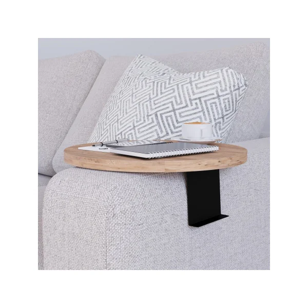 Plateau d'Accoudoir de Canapé Effet Bois Ø 34 cm
