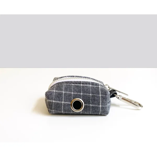 Pochette sac à crotte Coton Carreaux Gris