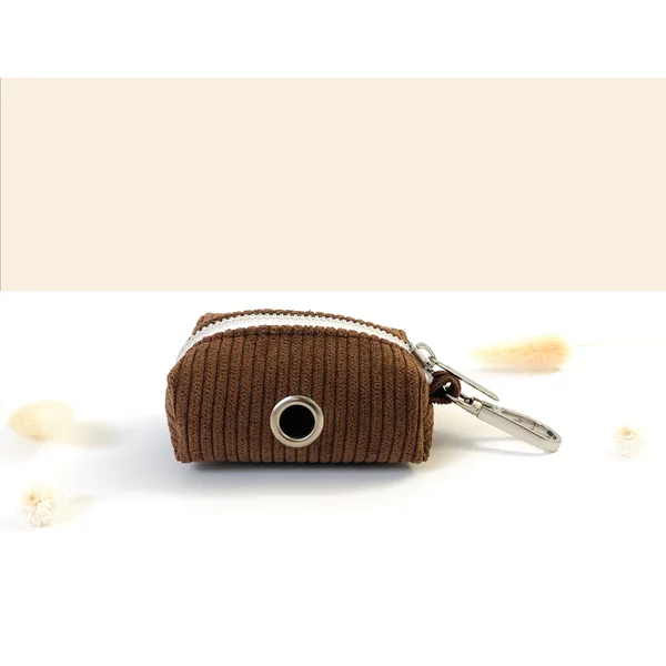 Pochette sac à crotte Velours Côtelé Chocolat