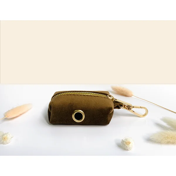 Pochette sac à crotte Velours Lisse Marron