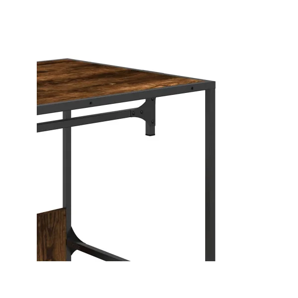 Portant à Vêtements Chêne Fumé avec Tringle Etagère et Casier Rangement Meuble d'Entrée Meuble à Chaussures