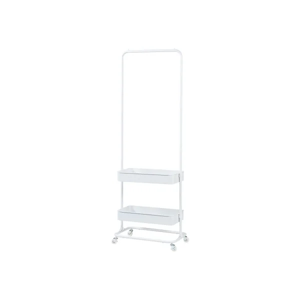 Portant à Vêtements Métal Blanc 58 x 36 x 175 cm avec 2 Rangements