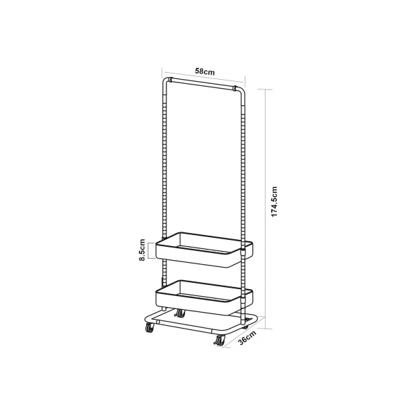 Portant à Vêtements Métal Blanc 58 x 36 x 175 cm avec 2 Rangements