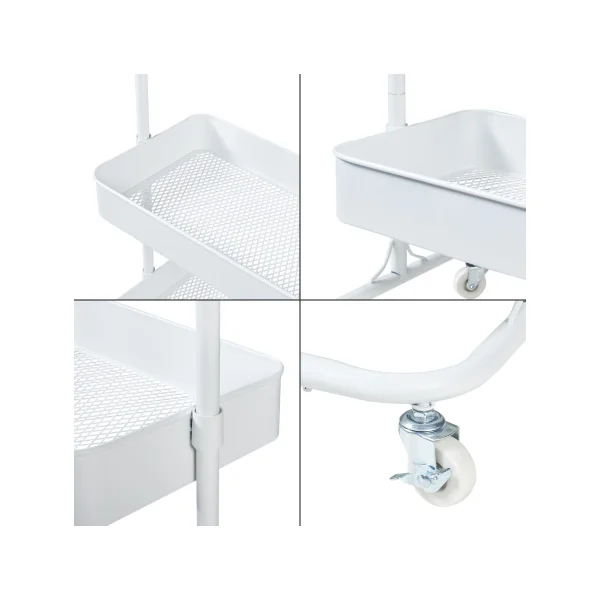 Portant à Vêtements Métal Blanc 58 x 36 x 175 cm avec 2 Rangements