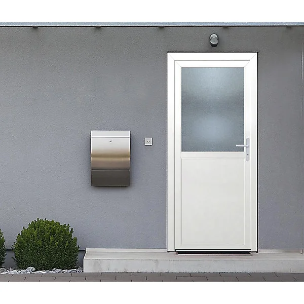 Porte de service 1/2 vitrée PVC 90 x h.205 cm poussant gauche