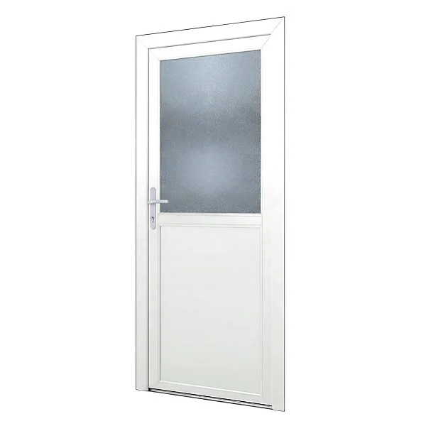 Porte de service 1/2 vitrée pvc poussant droit l.80 x H.205 cm
