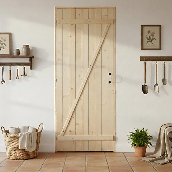 Porte de service bois 80 x h.200 cm poussant droit