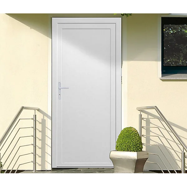 Porte de service pleine PVC 90 x h.205 cm poussant droit
