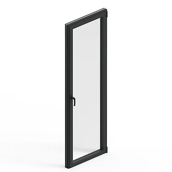 Porte fenêtre aluminium 1 vantail GoodHome gris - l.80 x h.205 cm, tirant droit