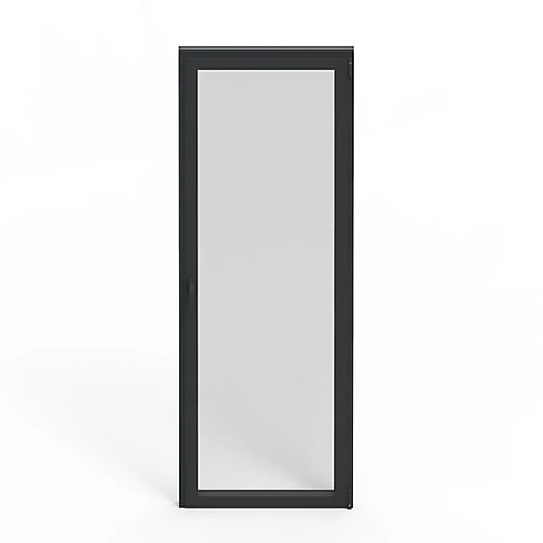 Porte fenêtre aluminium 1 vantail GoodHome gris - l.80 x h.205 cm, tirant droit