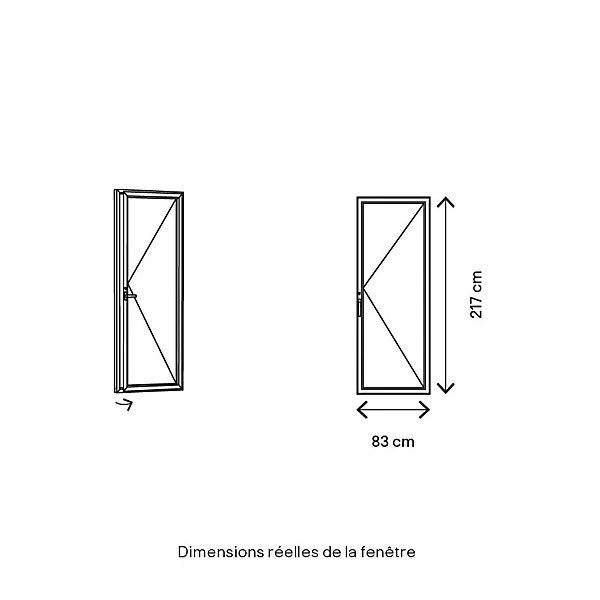 Porte fenêtre aluminium 1 vantail GoodHome gris - l.80 x h.215 cm, tirant droit