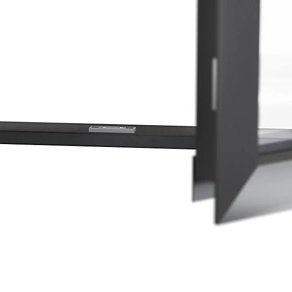 Porte fenêtre aluminium 2 vantaux GoodHome gris - l.140 x h.215 cm, tirant droit