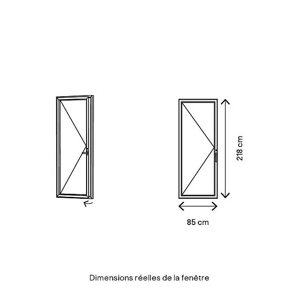 Porte fenêtre PVC 1 vantail tirant GoodHome blanc - l.80 x h.215 cm, tirant gauche