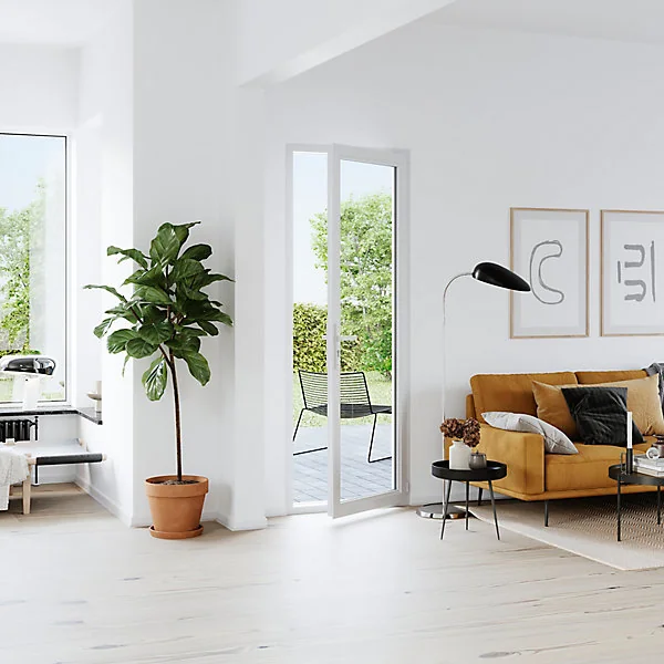Porte fenêtre PVC 1 vantail tirant GoodHome blanc - l.80 x h.215 cm, tirant gauche
