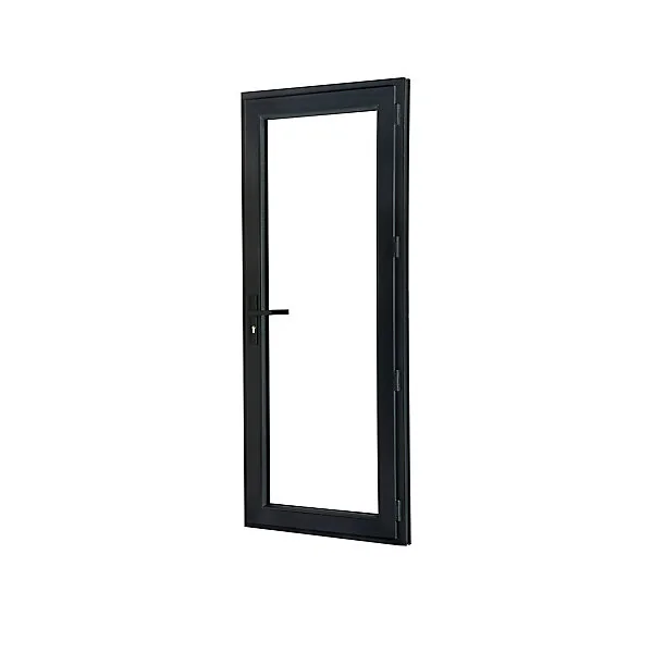 Porte fenêtre PVC 1 vantail tirant GoodHome gris - l.80 x h.215 cm, tirant droit