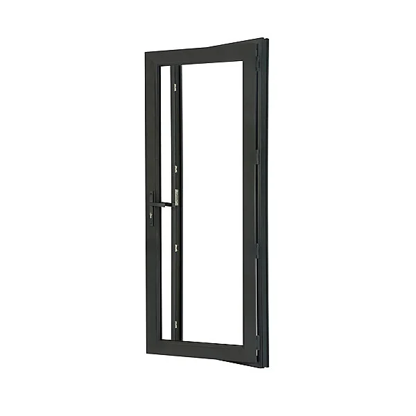 Porte fenêtre PVC 1 vantail tirant GoodHome gris - l.80 x h.215 cm, tirant droit