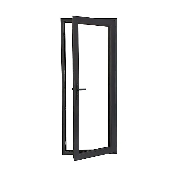 Porte fenêtre PVC 1 vantail tirant GoodHome gris - l.80 x h.215 cm, tirant droit