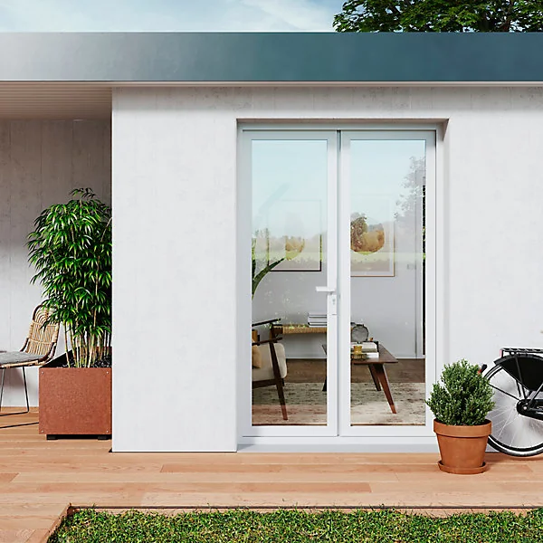 Porte fenêtre PVC 2 vantaux GoodHome blanc - l.120 x h.205 cm, tirant droit