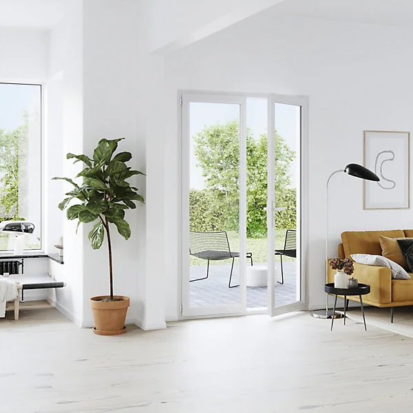 Porte fenêtre PVC 2 vantaux GoodHome blanc - l.120 x h.205 cm, tirant droit