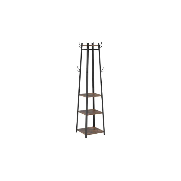 Porte Manteau Industriel Marron Rustique Noir Meuble d'Entrée Echelle avec Etagères