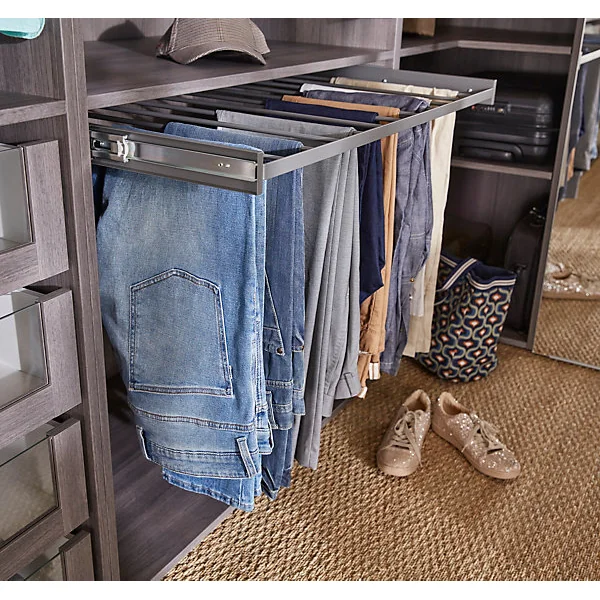 Porte pantalons coulissant en acier gris 11 barres GoodHome Atomia L. 96,4 x P. 51 cm