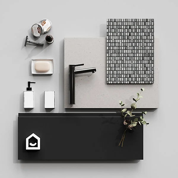 Porte savon Aetna blanc et noir GoodHome