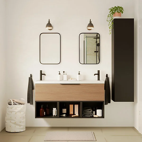 Porte savon Aetna blanc et noir GoodHome