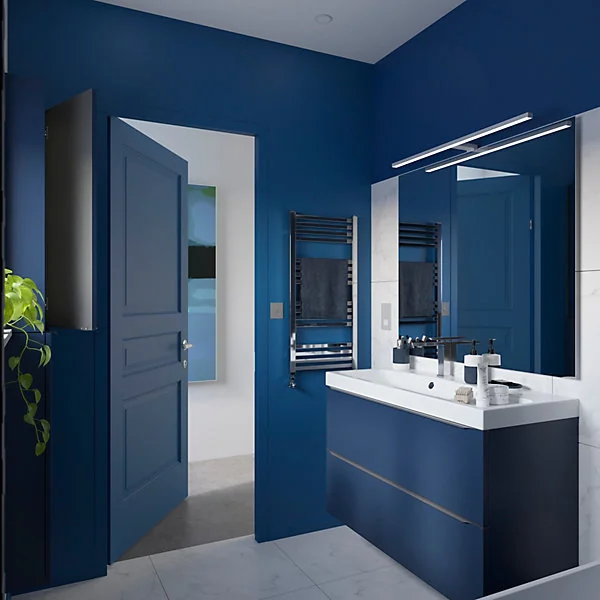 Porte savon blanc et bleu nuit en céramique L.14,2 x l.9,8 x H.2 cm GoodHome Koros