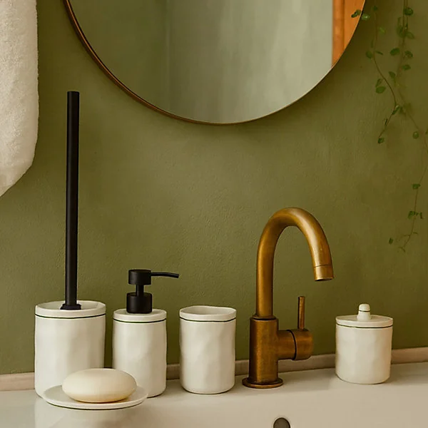 Porte savon blanc ligne verte céramique Levasseur