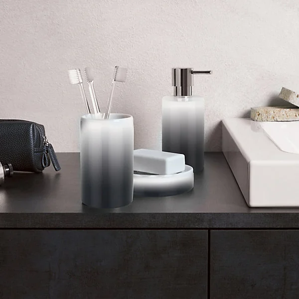 Porte savon en céramique, blanc et noir, Spirella Tube Gradient