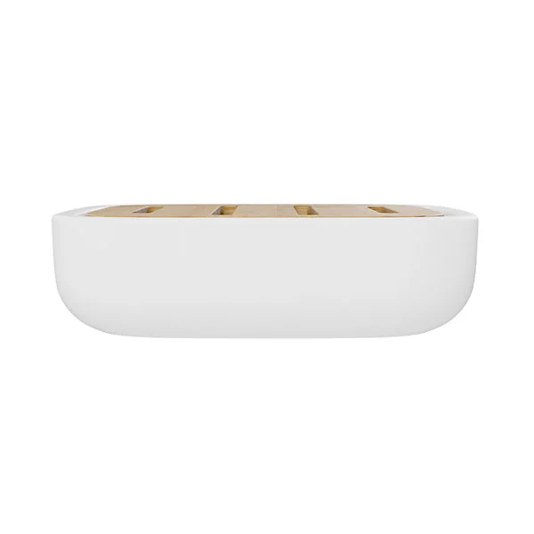 Porte savon en céramique et bambou, blanc, GoodHome Cervia