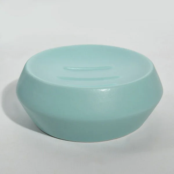 Porte savon en céramique Ø12,5 x H.4,7 cm, bleu aqua, Spirella Joshua