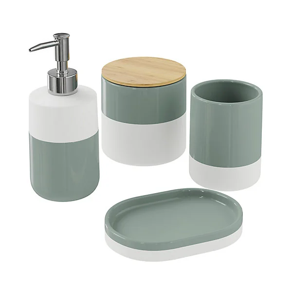 Porte savon Koros blanc et vert/gris GoodHome