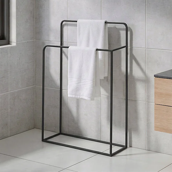 Porte serviettes double à poser GoodHome Elland noir