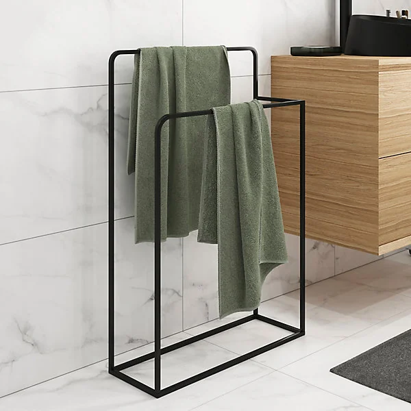 Porte serviettes double à poser GoodHome Elland noir