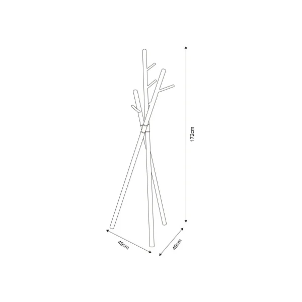 Portemanteau Acier Blanc Finition Bois Design 49 x 49 x 172 cm