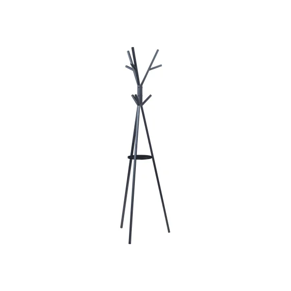 Portemanteau Acier Noir 48 x 48 x 179 cm à 3 Branches 1 Etagère