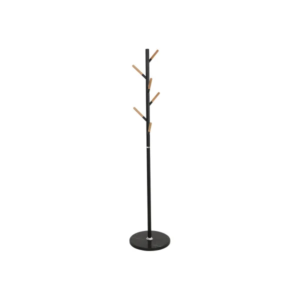 Portemanteau Acier Noir Finition Bois Design 37 x 172 cm